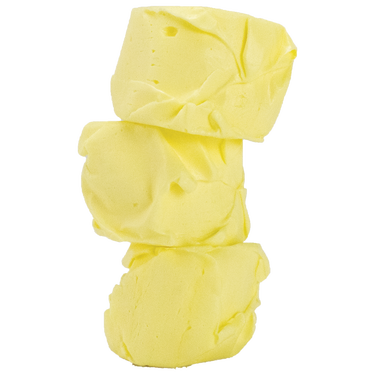 Taffy Town Butter Taffy Unwrapped - Soft, creamy butter-flavored gourmet salt water taffy candy, featuring a smooth yellow texture stacked in a neat arrangement.